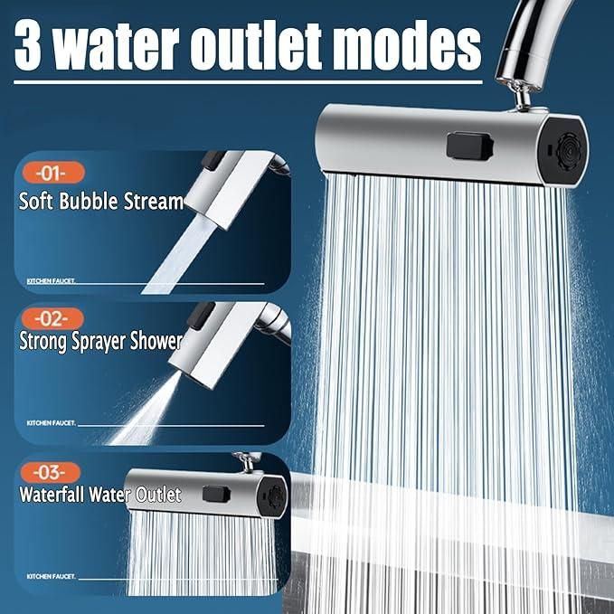 3 in 1 Waterfall Touch Faucet, Extender for Kitchen Sink