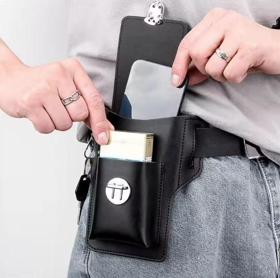 Multipurpose PU Leather Mobile Pouch with Belt Loop