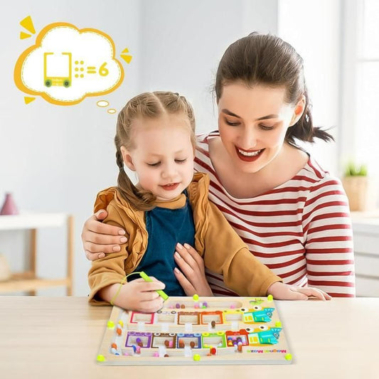Magnetic Color & Number Wooden Puzzle Game Board